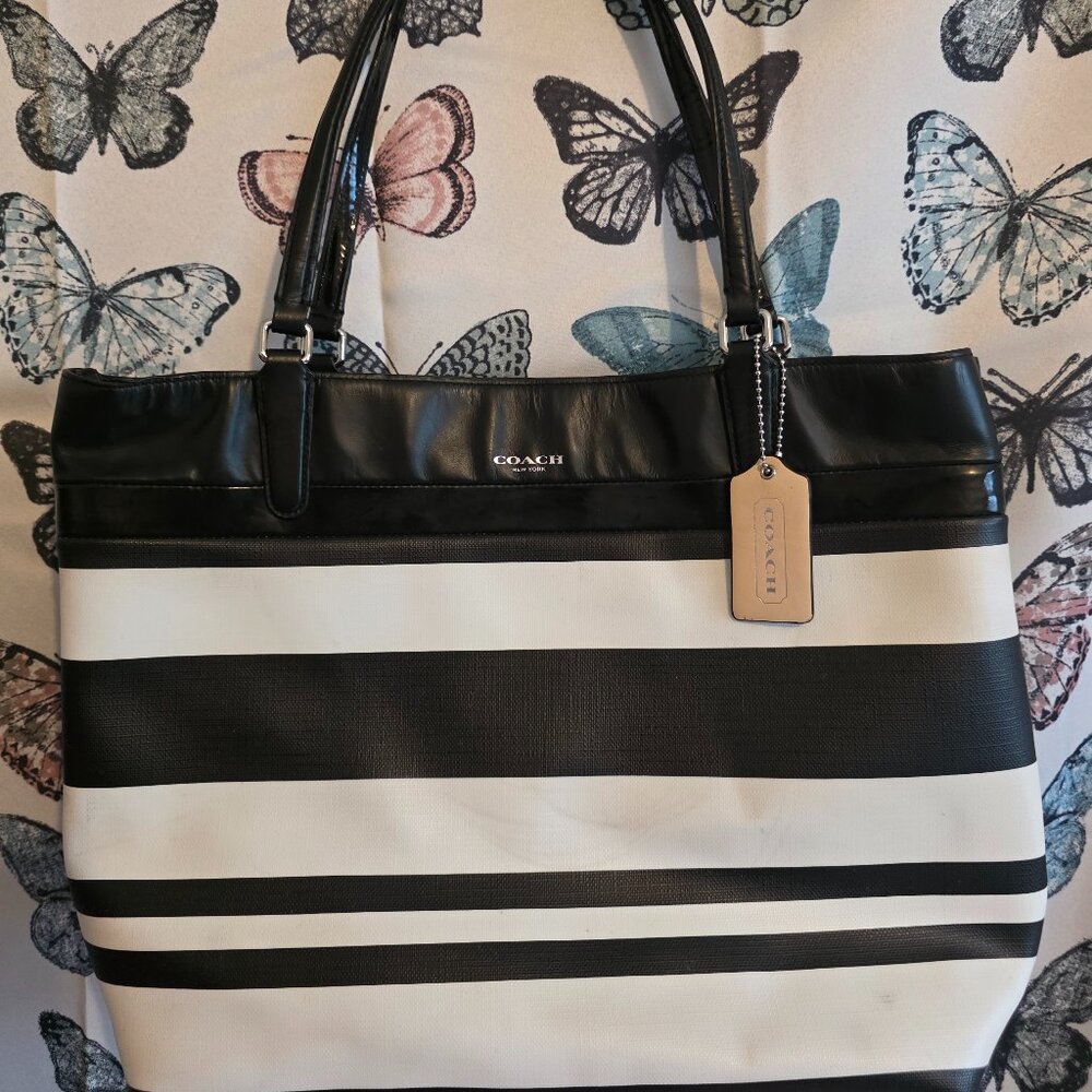 Coach Striped Tote Bag